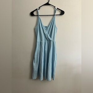 Light Blue Sleeveless Wrap Dress